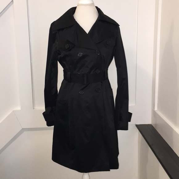 bebe Jackets & Blazers - bebe Black Satin Trench Coat